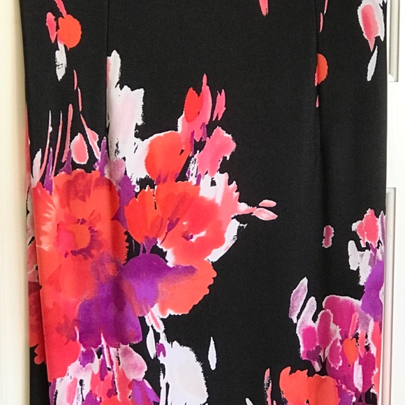 Dressbarn Floral Sleeveless Beaded Midi Sheath Dress Black Pink Women’s Size 10 - Picture 6 of 16